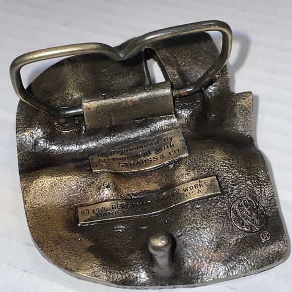 Vintage Levi Strauss Jeans Company SF Cal Belt Buckle 1976 Bergamot Brass Works - Picture 11 of 14